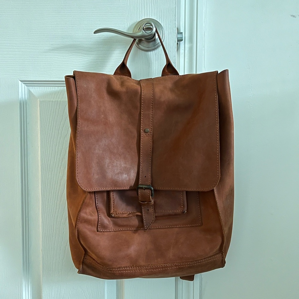 Brown suede backpack